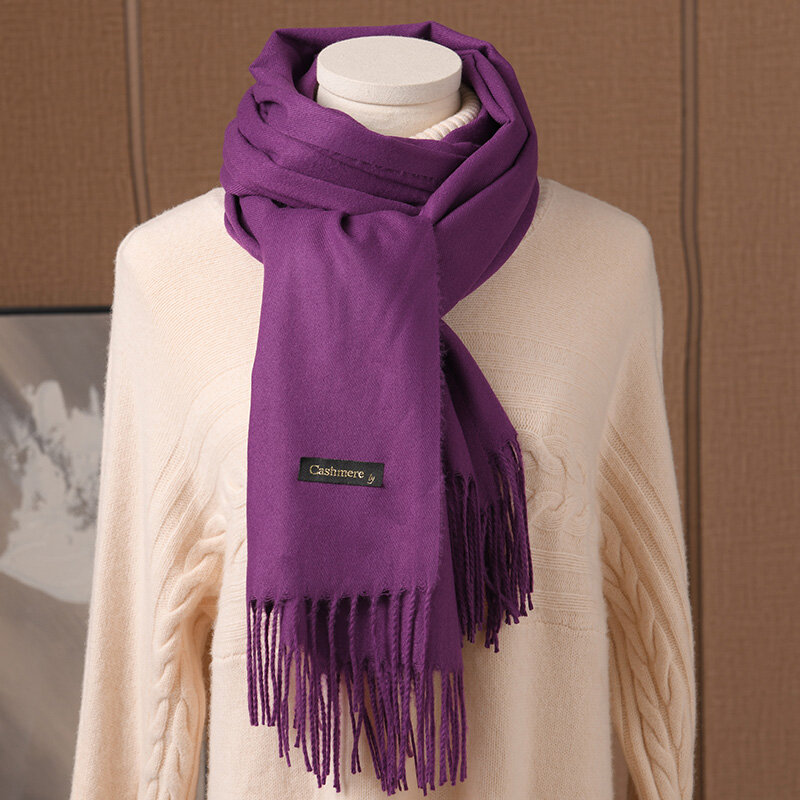 Зимняя шаль чистого цвета имитация кашемира как шарф теплая универсальная Корейская версия удлиненная двойного назначения Мужская и женская версия