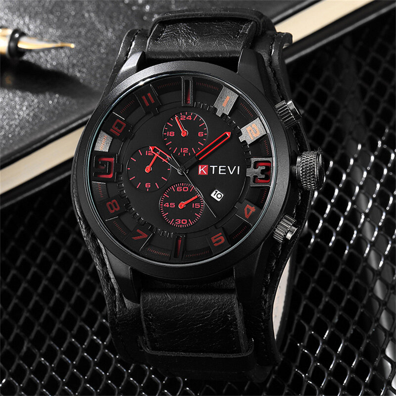 Orologi da uomo moda orologio sportivo in pelle di lusso orologio da uomo con data al quarzo orologio da polso per studenti orologio cronografo per uomo