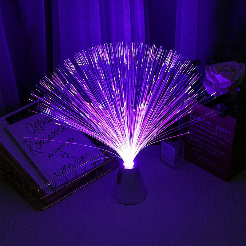 1 pçs multicolorido led fibra óptica luz noite lâmpada natal casamento casa decoração do feriado cor aleatória 8*8*34cm