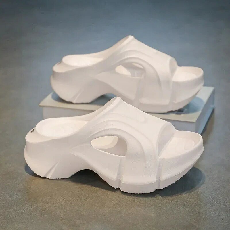 Zapatillas de plataforma de cuña Eva para mujer, chanclas de baño antideslizantes, ligeras, para interiores, Verano