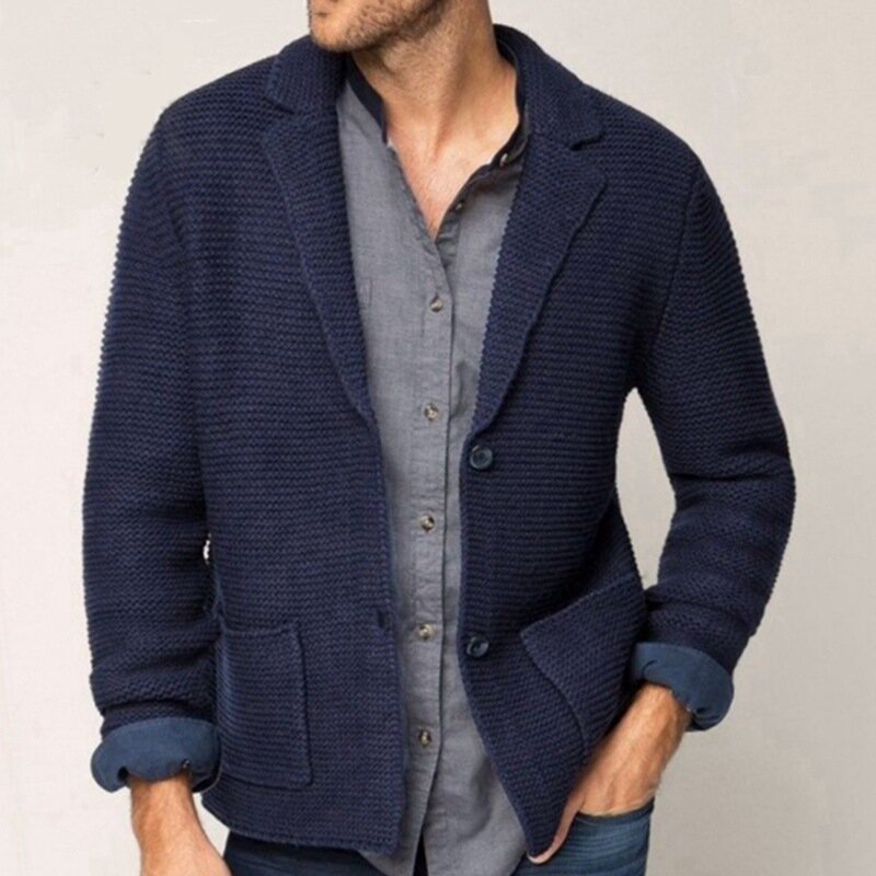 Giacche maglione da uomo autunno e inverno giacca lavorata a maglia con risvolto maglione a maniche lunghe Cardigan giacca maschile top