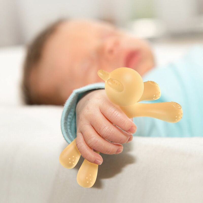 Chupete de silicona con palo Molar para bebé, chupete de cuidado Dental de conejo, juguete mordedor de mano anticomer, accesorios para bebés