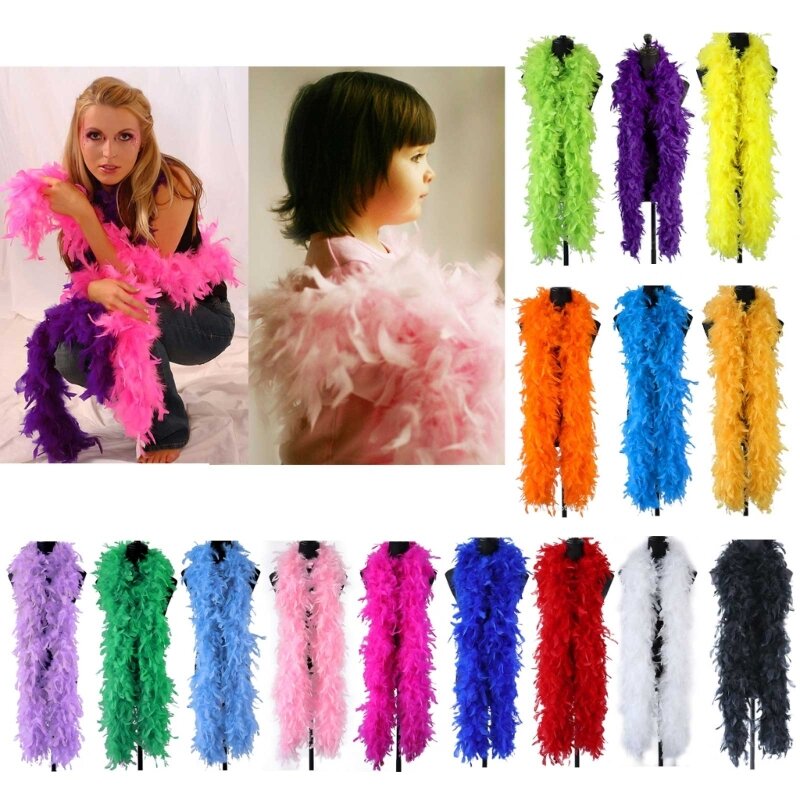 Boa de plumes en peluche coloré pour l'artisanat, bande de plumes douces, costume de fête de mariage, discothèque, scène, décorations de bricolage, 200cm