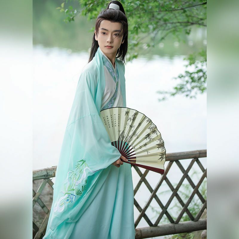 Large Size 3XL Ancient Chinese Hanfu Men Halloween Cosplay Costume Party Dress Hanfu Green Outfit For Women Men Plus Size 2XL