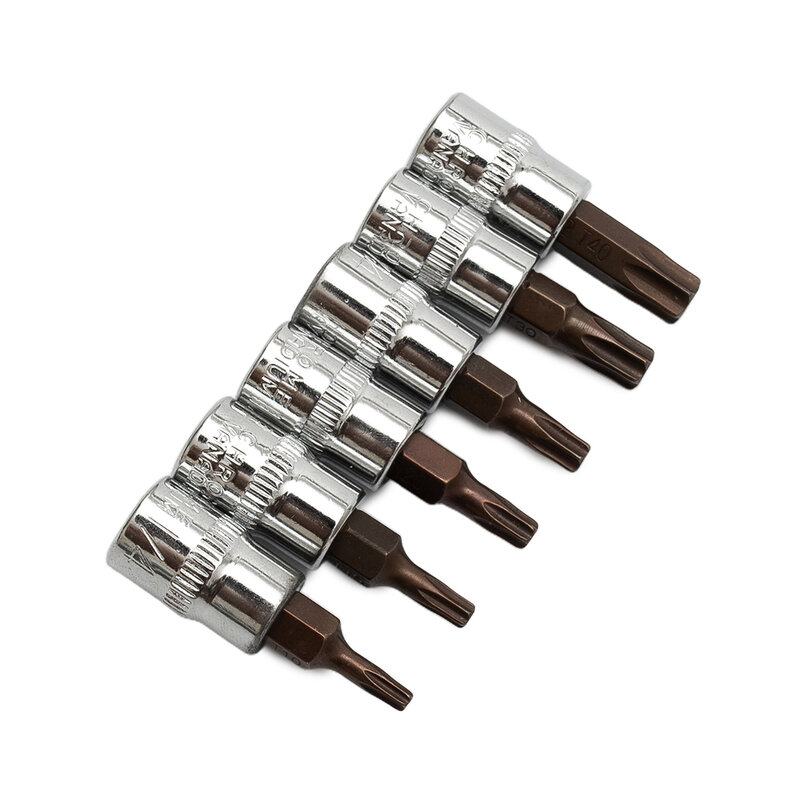 6 pçs/set 1/4 "torx conjunto de bits chave de fenda unidade cabeça soquete ferramenta mão broca conjunto t10 t15 t20 t25 t30 t40