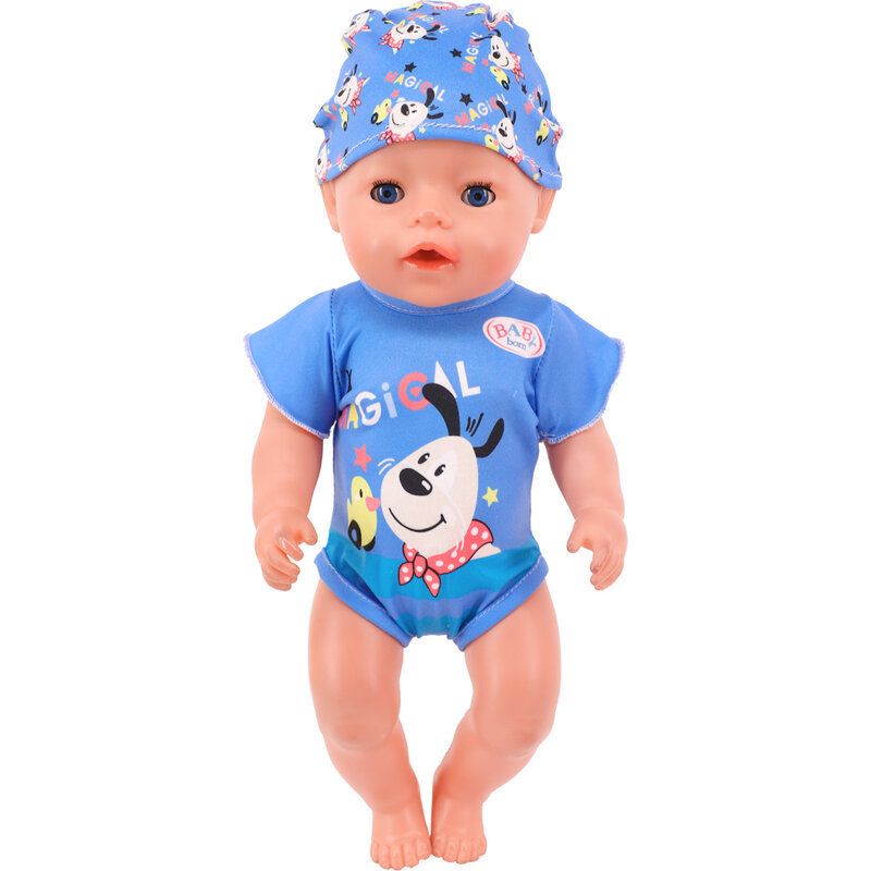 Mooie Blauwe Serie Poppenaccessoires Kleding Badmode Bunny Strik Jurk Voor 43Cm Wedergeboorte Pop 18Inch Baby Pop Diy Speelgoed Meisje Geschenken