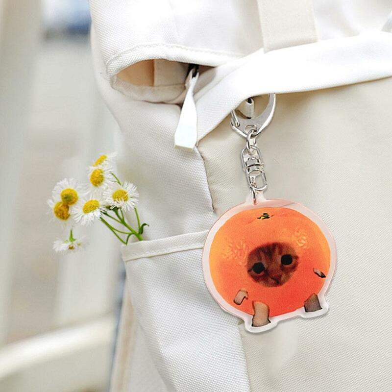 New Food Cat Happy Cat Keychain Cute Apple Cat Head Link Chain Popular Bookbag Hanger Funny Bag Accessories Fashion Gifts