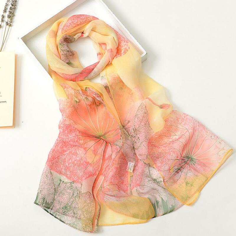 Lady Scarf Floral Printing Sunscreen All Match Women Shawls for Daily Use