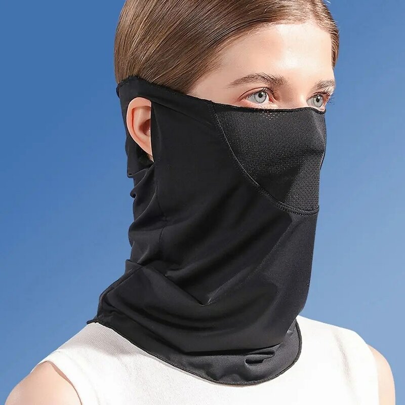 Máscara protetor solar para homens e mulheres, aba do pescoço, decote ao ar livre, máscara facial de pesca, seda gelo, véu protetor solar de verão