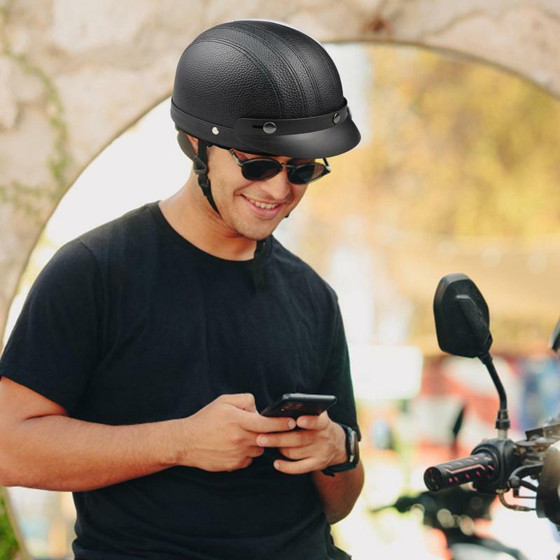 หมวกกันน็อคครึ่งใบสำหรับขี่จักรยานหมวกกันน็อคบังแดดพร้อมสายรัดนิรภัยแบบปรับได้หมวกเบสบอล