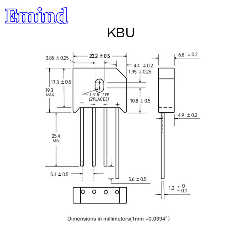 5Pcs KBU610 Brug Gelijkrichter 6A/1000V KBU6M Brug Stack Cutable Voet Kbu Footprint Platte Brug