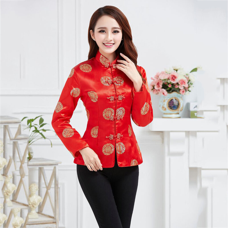 Plus Size Tang Suit Jacket Shirt Traditional Chinese Clothing Female Women Retro Vintage Qipao Cheongsam Top Embroidered Blouse