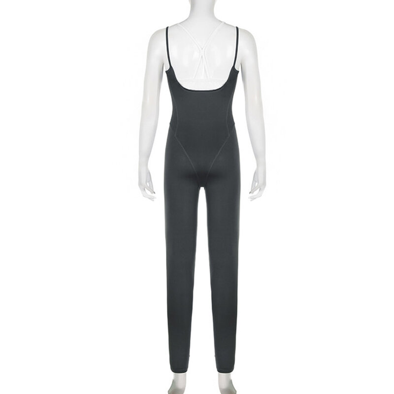 BIIKPIIK-mono deportivo ajustado para mujer, ropa informal de color gris falso, 2 piezas, moldeador de cuerpo, para Fitness y Yoga, otoño
