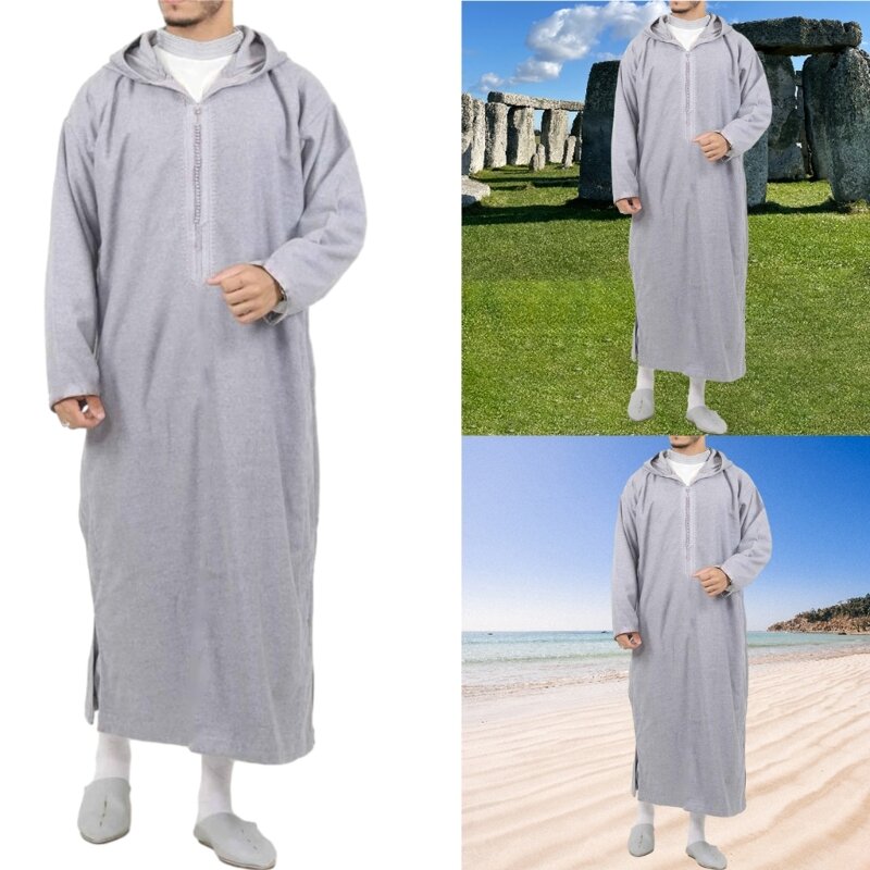 634C мусульманский кафтан, исламский халат, мужские мусульманские платья, рубашки с длинными рукавами, кафтан, мусульманское для