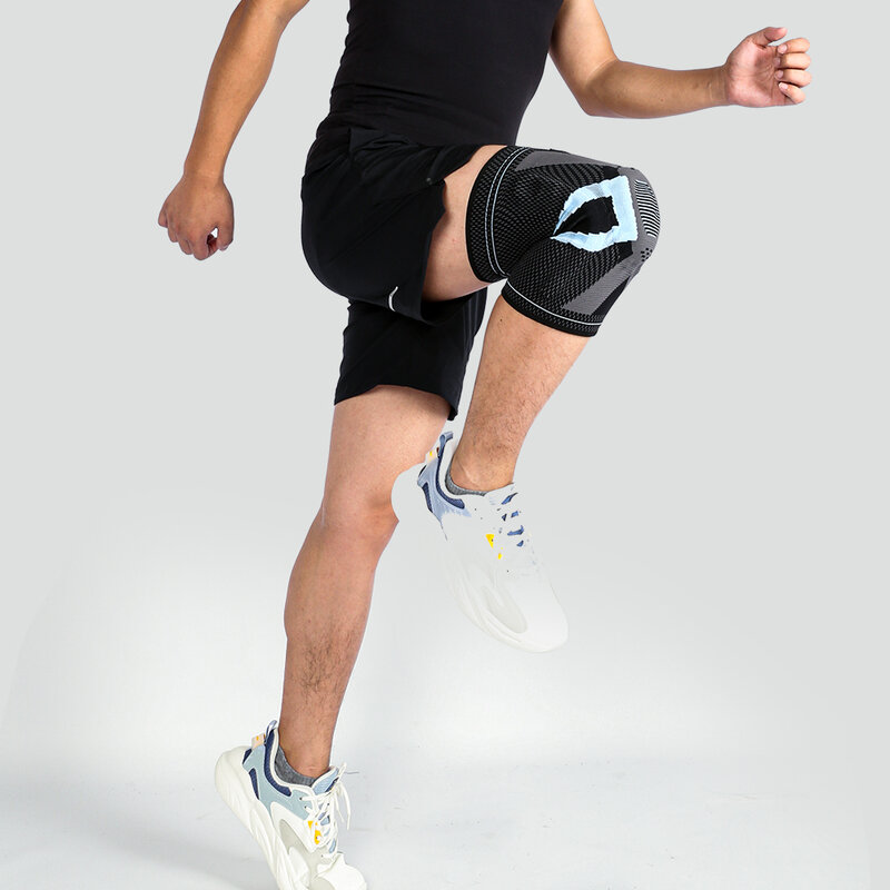 Rodillera acolchada de silicona, soporte transpirable para baloncesto, Fitness, deportes, manga de seguridad, protección de rótula de menisco, 1 par