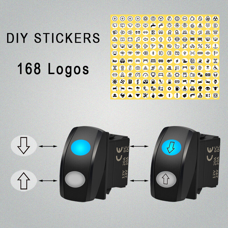 12V Dual Lens DPDT Rocker Switch 3 Way Polarity Reverse Momentary Toggle Switch For The ARB/Carling/NARVA 4x4 Caravan Stickers