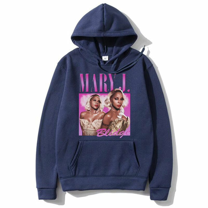 Rapper Mary J Blige Graphic Print Hoodie Men Women Hip Hop Vintage Oversized Sweatshirt Tops Male Casual Fleece Cotton Hoodies