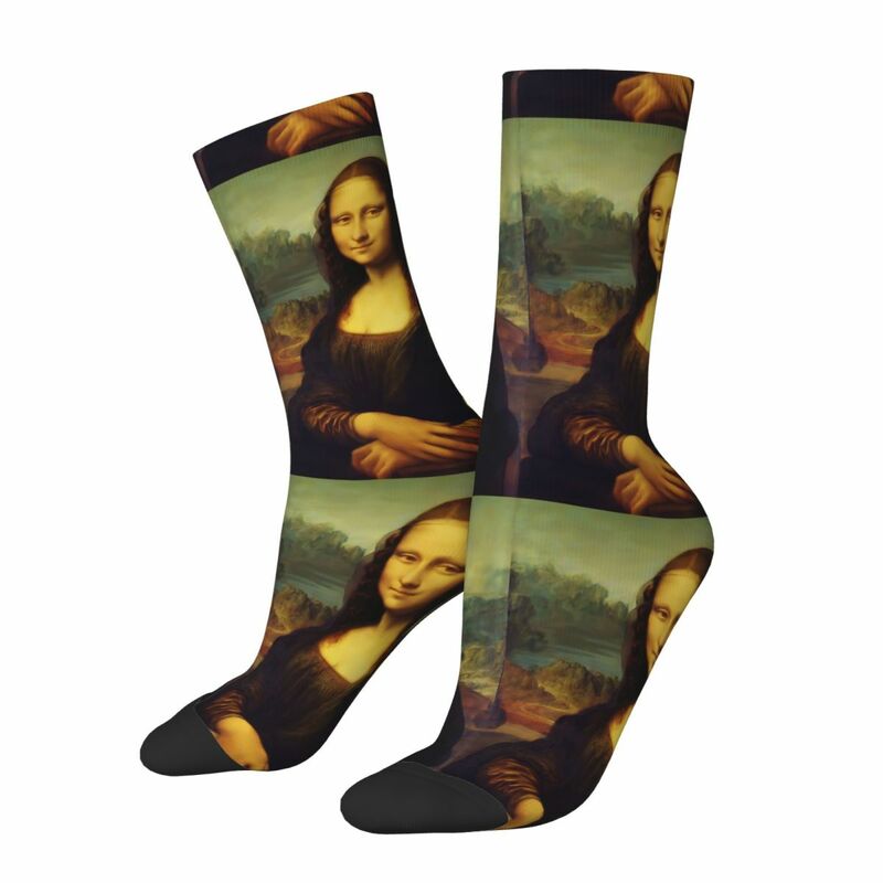 Mona Lisa Detailed & Restored Socks Harajuku Super Soft Stockings All Season Long Socks Accessories for Unisex Birthday Present