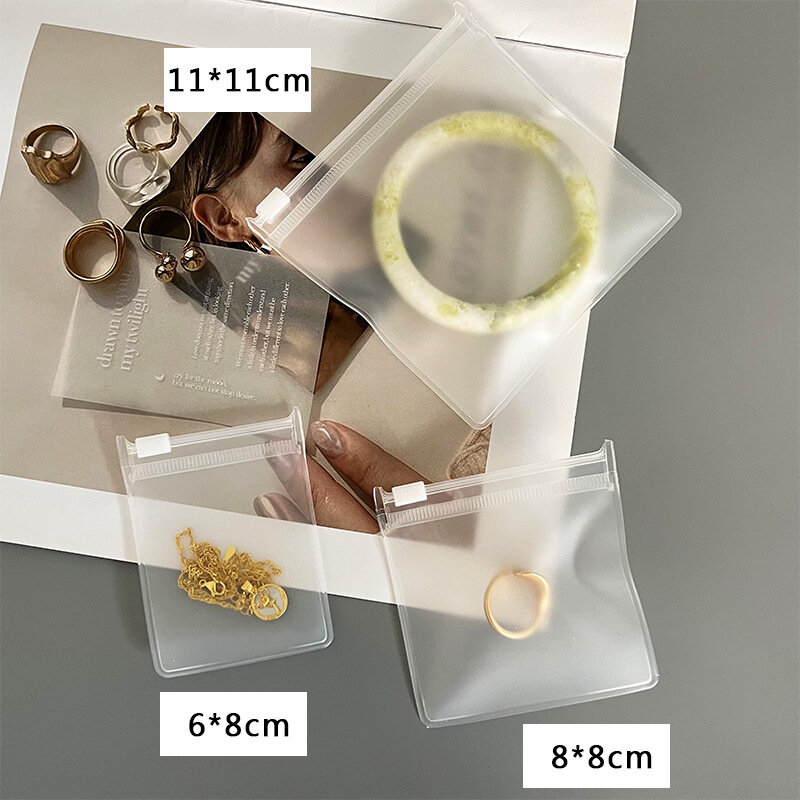 10PCS Transparent EVA Frosted Zipper Bags Jewelry Packaging Pouches DIY Handmade Earring Necklace Bracelet Storage Organizer