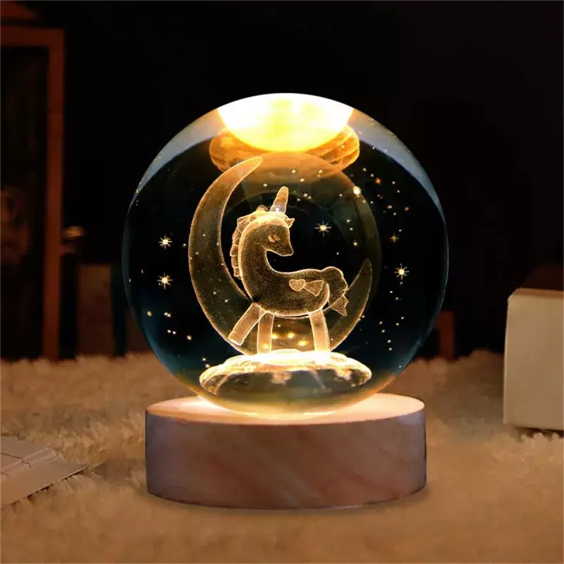Светящаяся звезда светильник One Deer имеет свой хрустальный шар Маленькая ночная лампа проекция атмосфера светильник креативный подарок