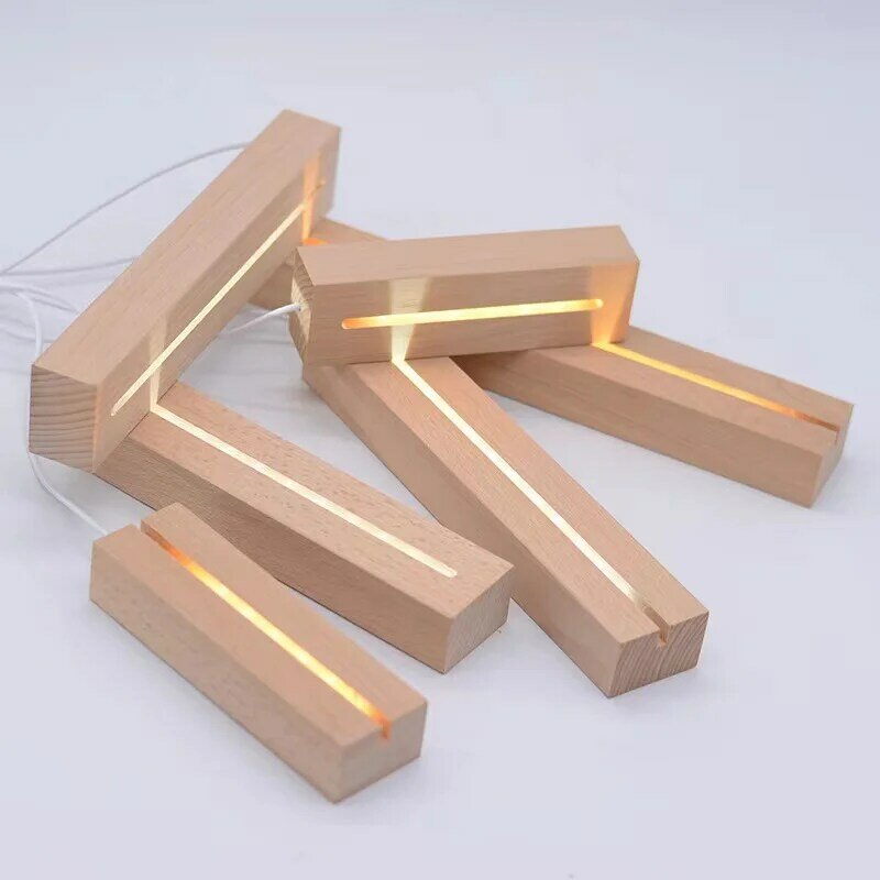 5 مللي متر USB Led الخشب قاعدة عرض موقف مستطيل دافئ الأبيض RGB خشبية مضاءة الركيزة ل الليزر مخصص زجاج الأكريليك ليلة مصابيح