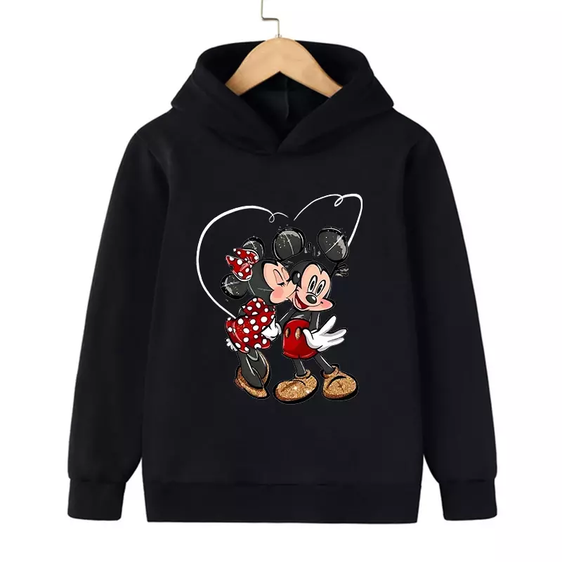 Disney Mickey Minnie Mouse felpa con cappuccio da uomo e da donna Grunge Y2K Cartoon Manga Anime abbigliamento per bambini felpa con cappuccio Baby Top