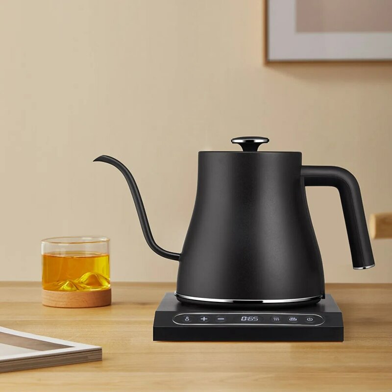 قهوة برقبة معقوفة كهربائية/، فولاذ مقاوم للصدأ من الداخل ، 0.8 لتر ، شو وات ، مناسب للعائلة والمكتب