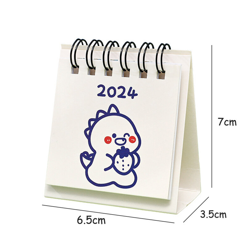 2024 anno semplice Ins calendario da tavolo piccolo studente Desktop simpatico cartone animato cane coniglio Mini nota Memo calendario studio ufficio calendario