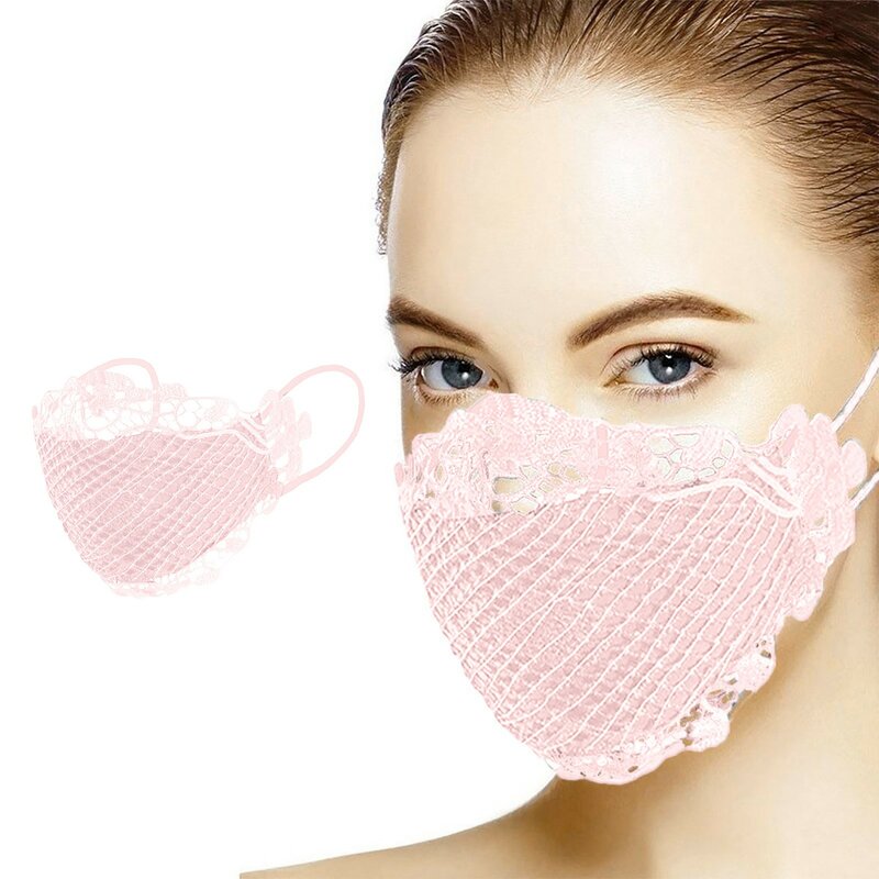 2 Pcs Delicate Lace Applique Washable And Reusable Mouth Face Mask Fashionable Breathable Mask With A Variety Of Color Options