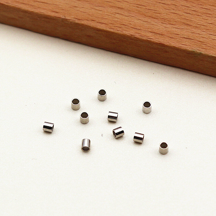 1pcs 925 Sterling Silver 2*2mm Mini Cute Tube with 1.4mm Hole Crimps Cord Ends for Bead Wire Making Findings