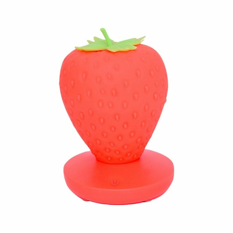 LED Strawberry Lamp for Bedroom Silicon Touch-Sensor USB Rechargeable Dimmable Idyllic Bedside Night Light for House Decoration