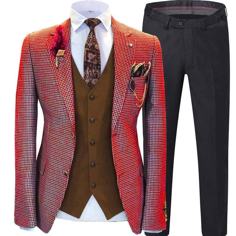 Terno casual slim fit de três peças, terno de negócios masculino, moda simples, O6277