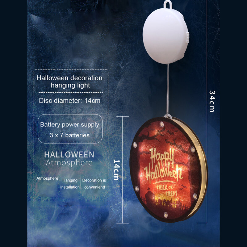 Luces de Halloween con ganchos de pegamento, luces de interior con pilas, fantasma, Castillo de mano, patrón de Halloween