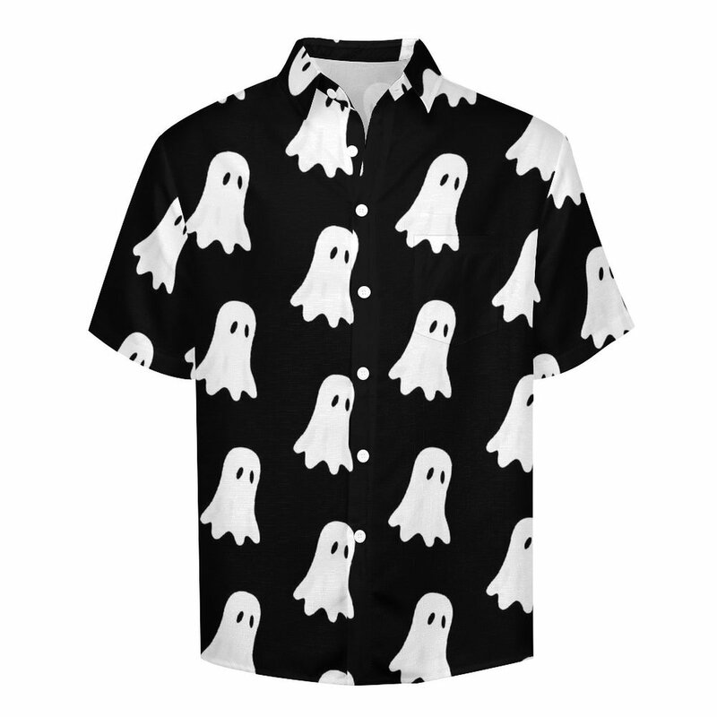 Witte Ghost Casual Shirts Schattig Halloween Vakantie Shirt Hawaiian Streetwear Blouses Man Print 3xl 4xl