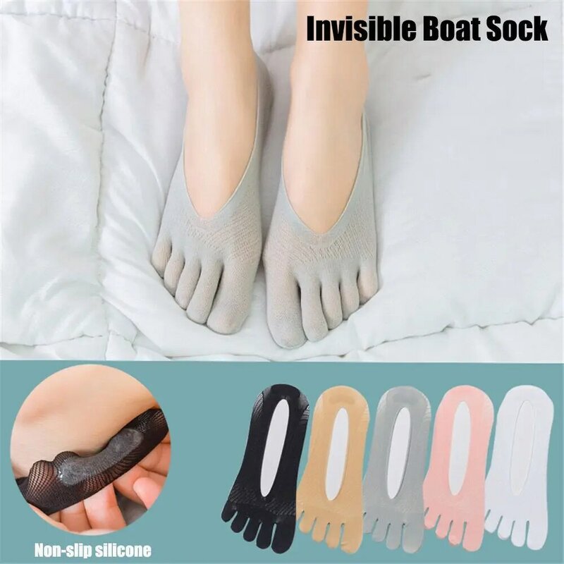 Women Five Toes Breathable Socks Velvet Ultrathin Five-finger Invisible Anti-skid Anti-friction Boat Sock Ankle Socks
