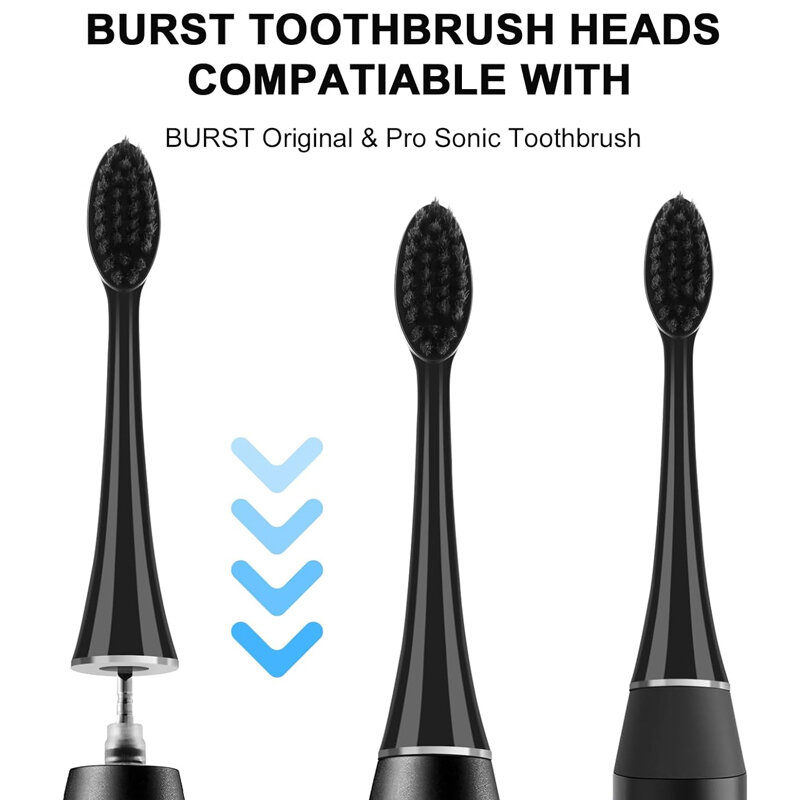 Têtes de brosse à dents électrique sonique de rechange, poils de charbon de bois doux, dents de fouet pour Seago S9, brosse à dents Burst pour adultes, 4 pièces
