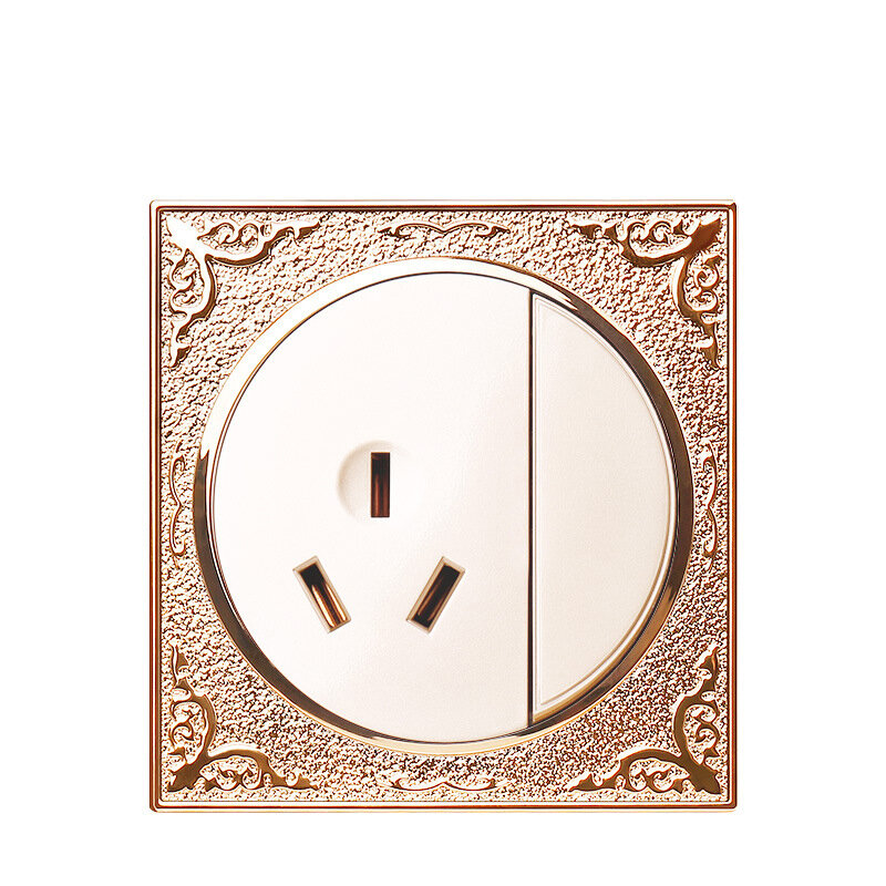 European Style carved 86 Type concealed Gold switch With Multi-Hole 1Gang and 5 Holes With USB Multi-Function Socket Wholesale