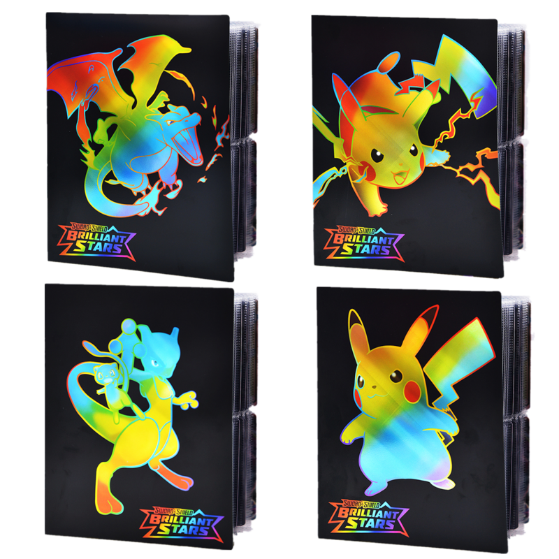 240Pcs Pokemon Album Card Book Map Letter Mewtwo Pikachu Holder Binder Collections Folder Anime Card Protector Notebook Toy Gift
