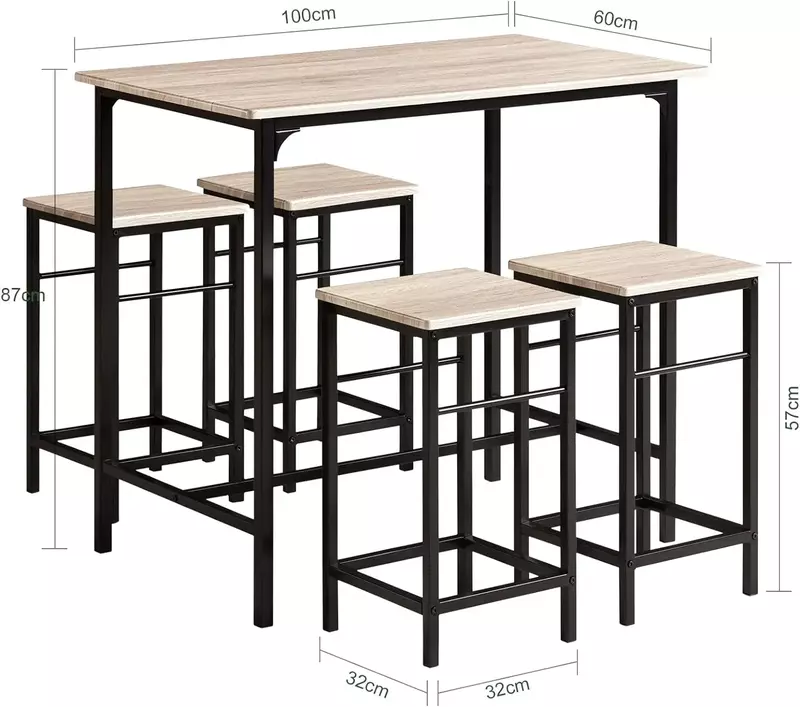 Set da Bar-1 tavolo da Bar e 4 sgabelli, cucina domestica Set da Bar per la colazione mobili da pranzo Set-OGT11 (naturale)