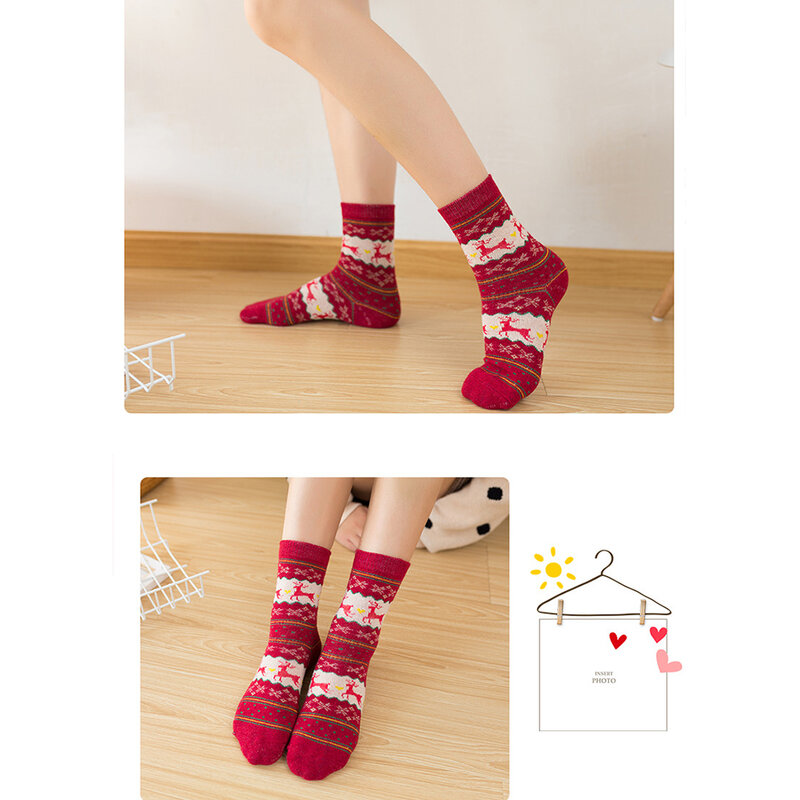 Women's Christmas Rabbit Wool Thick Boot Thermal Breathable Cozy Knee High Warm Socks
