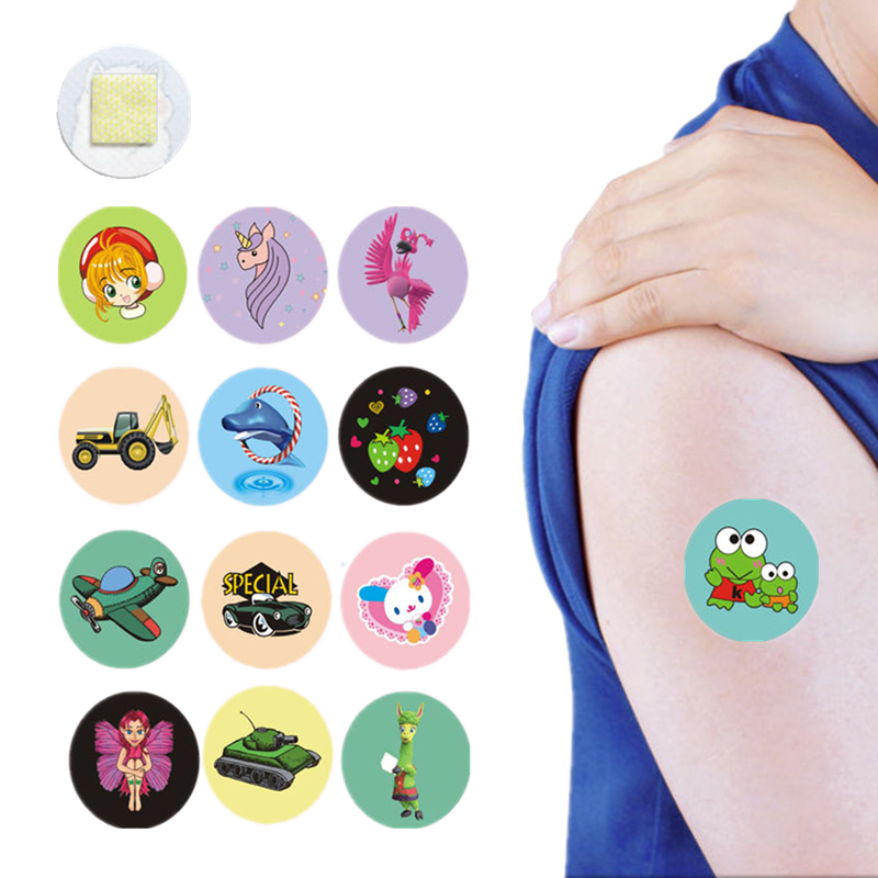 Cartoon Redondo Band Aid para Crianças, Vacinação Ferida Patch, Pele Emplastros, Círculo Kawaii, Bandagens Adesivas, Curitas Patches, 120Pcs por Conjunto