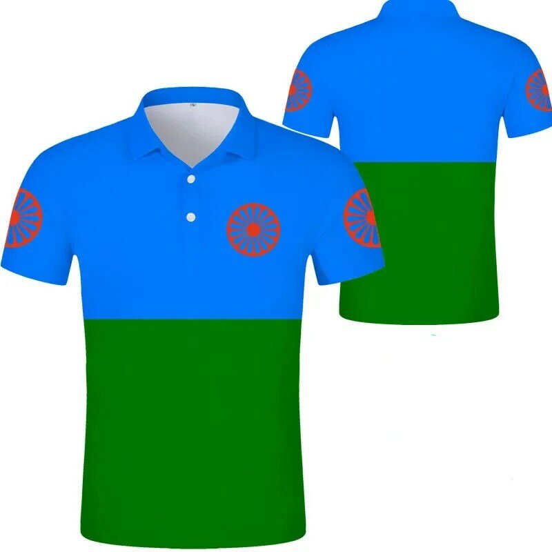 Nowa moda męska koszulka Polo 3D cygańska flaga t-Shirt lato koszulka Polo z krótkim rękawem koszulka czarny wzór koszulka codzienna odzież męska