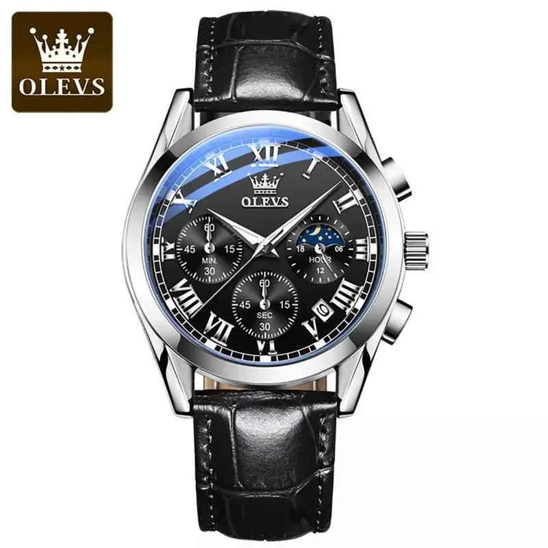 OLEVS-reloj de cuarzo para hombre, cronógrafo de pulsera, de lujo, resistente al agua