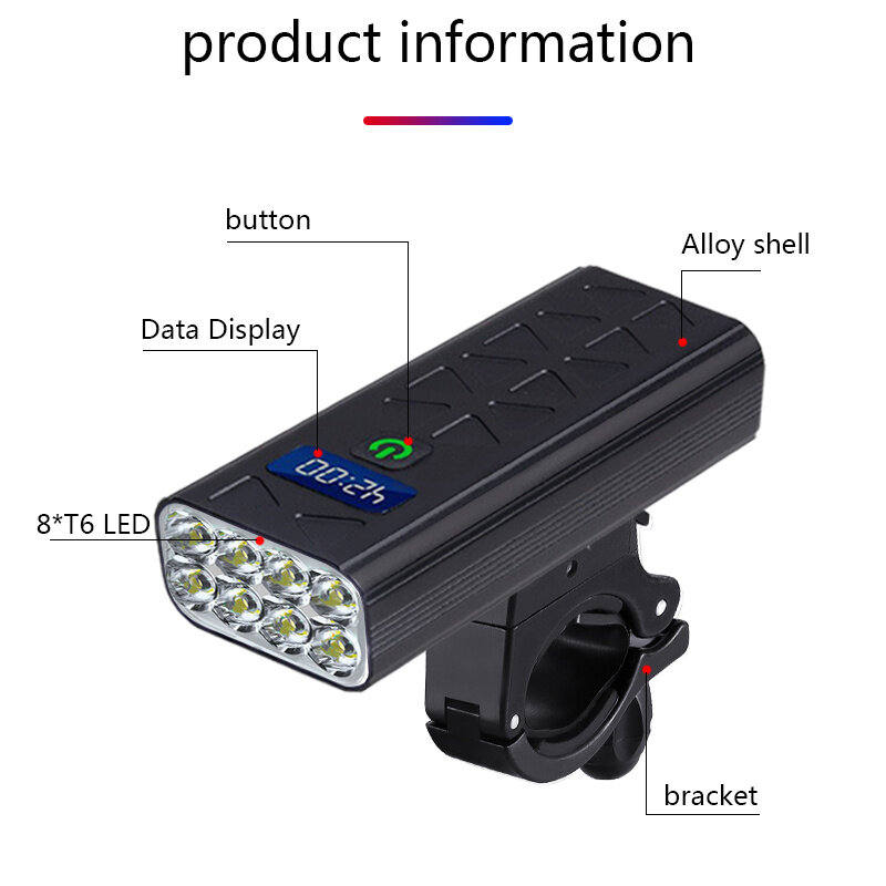 Велосипедный фонарь с зарядкой через USB, водонепроницаемый задний и Передний фонарь для горного велосипеда, предупреждающий сигнал безопас...