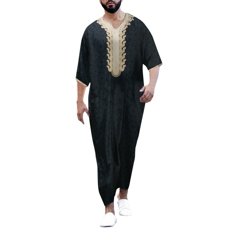 2024 muslimische Männer Jubba Thobe islamische Kleidung Ramadan Herren Abaya Kleid lange Robe Saudi tragen Musulman Kaftan Jubah Dubai Kleid