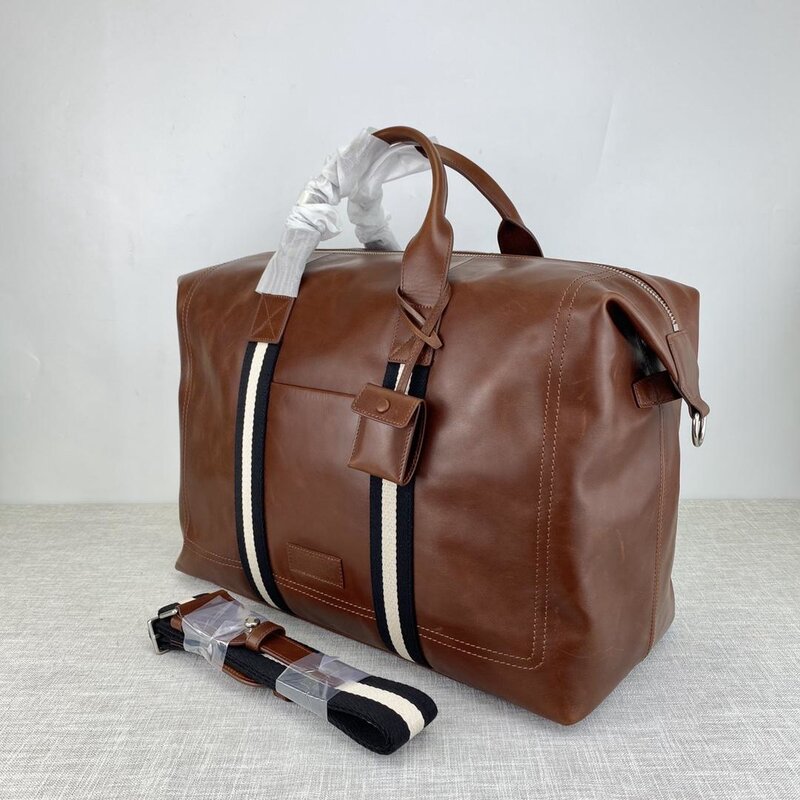 B 브랜드 여행 가방 패션 스트라이프 디자인 야외 비즈니스 캐주얼 서류 가방, 가죽 하이 퀄리티 대용량 핸드백, 신제품