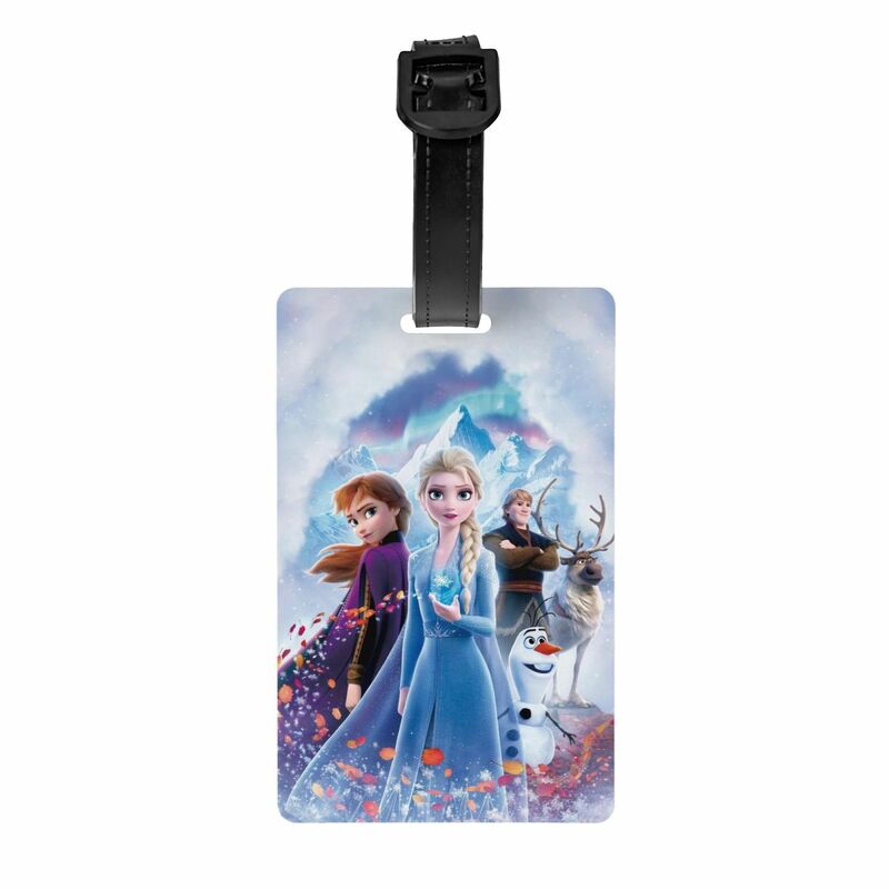 Custom Cartoon Frozen Princess Luggage Tag Anna And Elsa Suitcase Baggage Privacy Cover ID Label