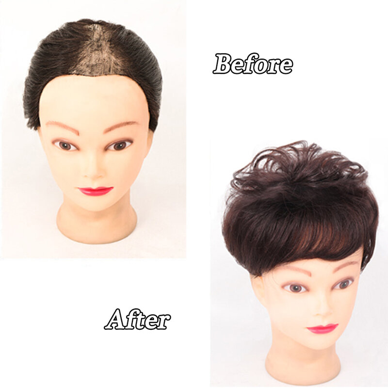 LM Wig wanita sintetis panjang bergelombang keriting, Wig setengah kepala kepala tidak terlihat blok atas kepala menambah Volume rambut