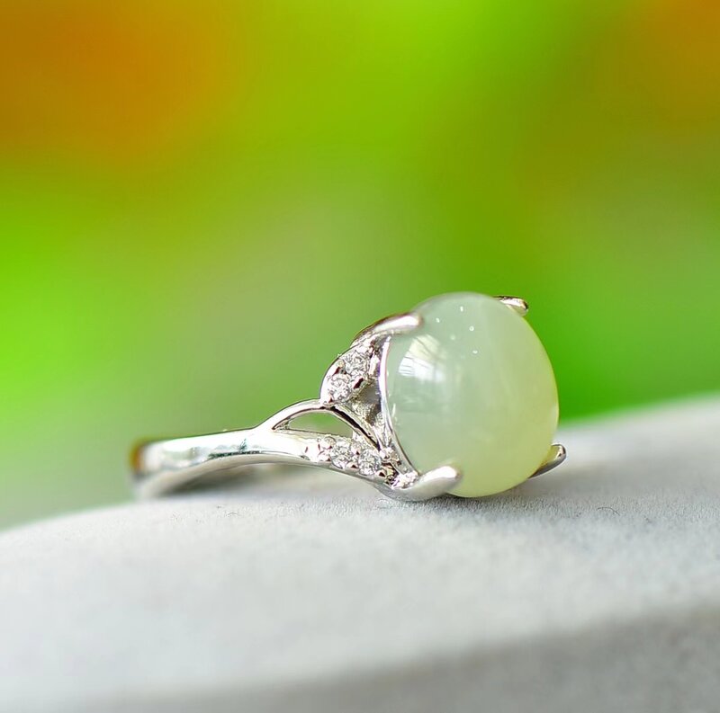 Хэтянь нефрит💍Женское кольцо с натуральным камнем