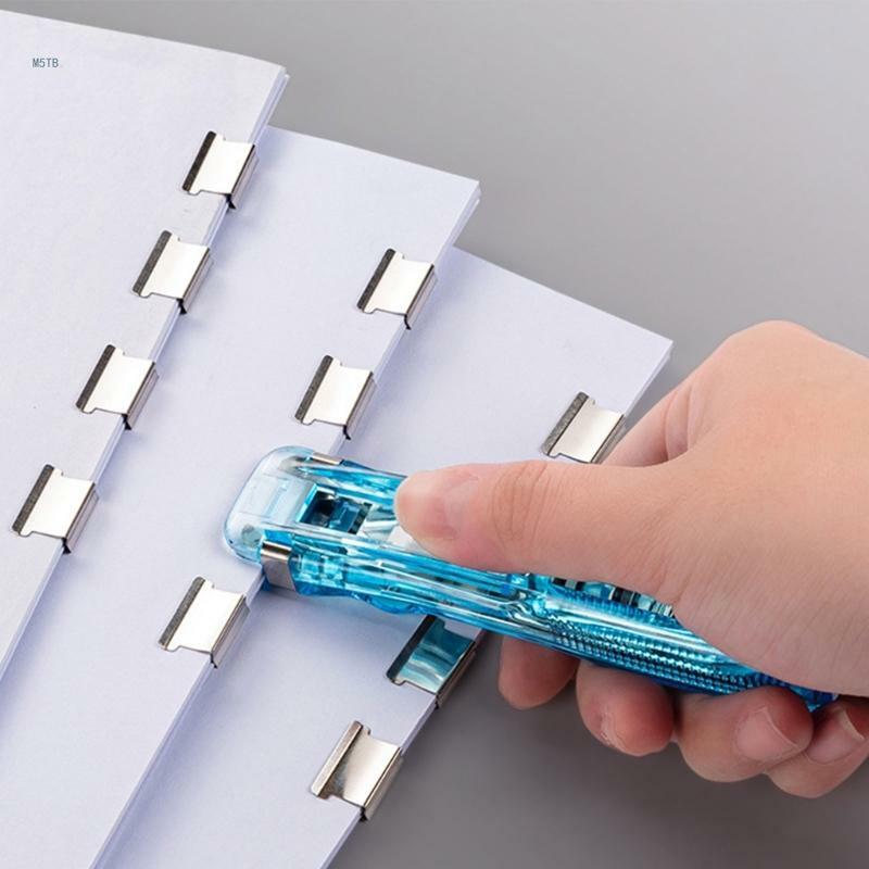 Handheld Paperclip Klem Dispenser 40-50 Vellen Capaciteit Geen Schade Binding, herbruikbare Metalen Papierklemmen Bestand Clip